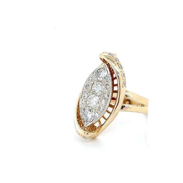 14K Yellow Gold Estate Mined Diamond Marquise Crown Fashi...
