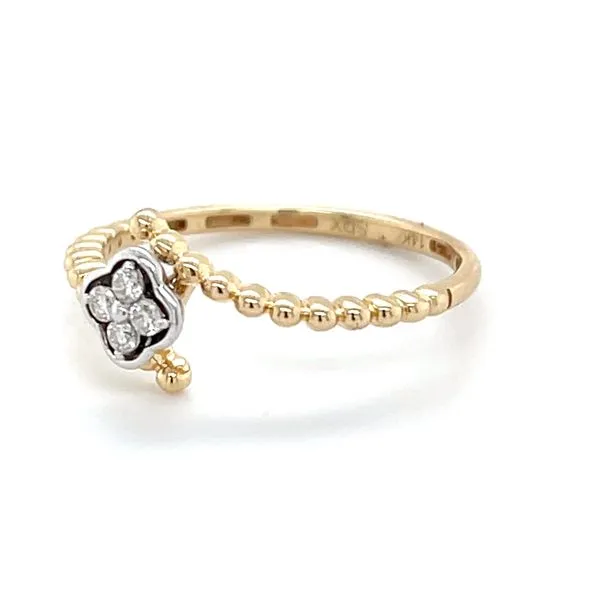 14K Yellow/White Gold Diamond 4-stone Bypass Milgrain Ring