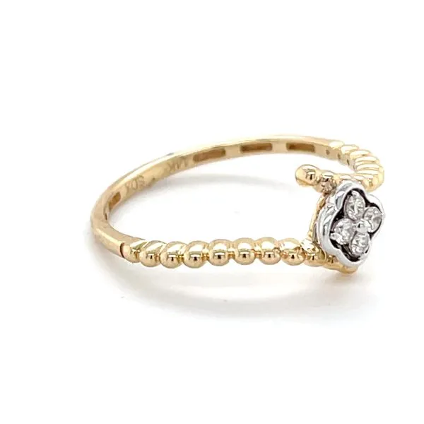 14K Yellow/White Gold Diamond 4-stone Bypass Milgrain Ring