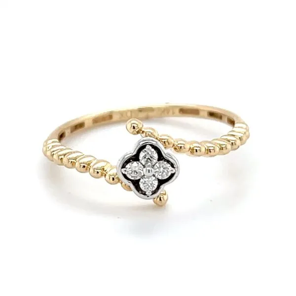 14K Yellow/White Gold Diamond 4-stone Bypass Milgrain Ring