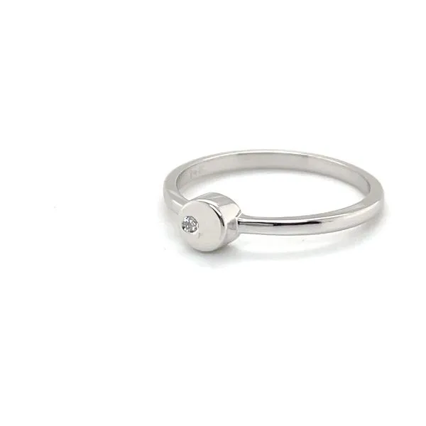 14K White Gold Estate Mined Diamond Solitaire Ring