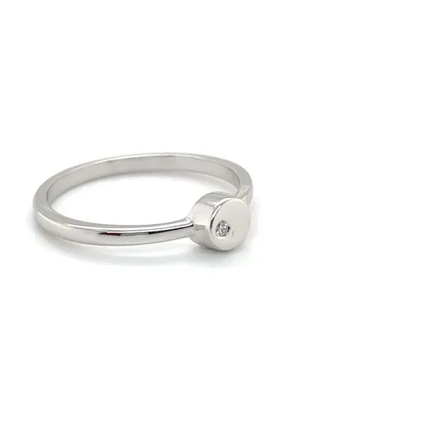 14K White Gold Estate Mined Diamond Solitaire Ring