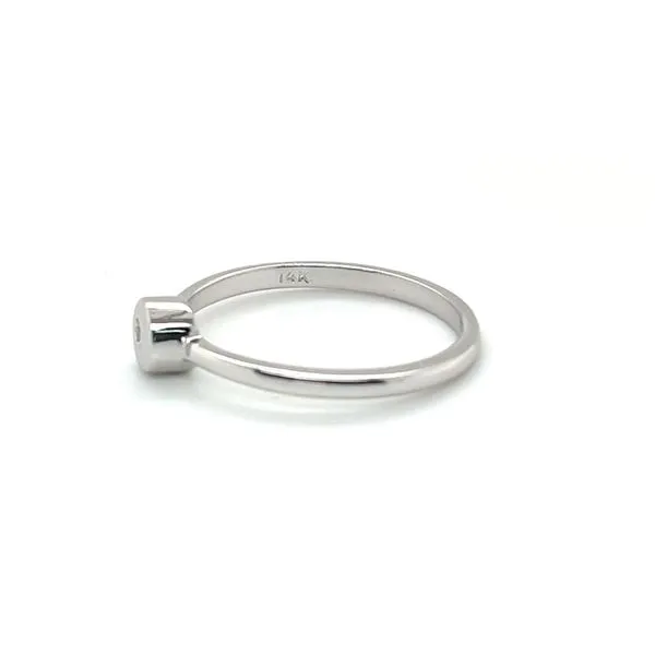 14K White Gold Estate Mined Diamond Solitaire Ring