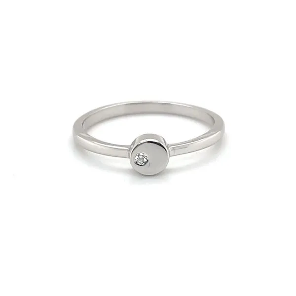 14K White Gold Estate Mined Diamond Solitaire Ring