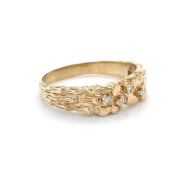 10K Yellow Gold Estate Mined Diamond Nugget Ring