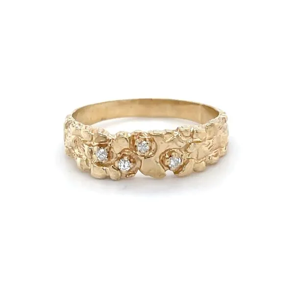 10K Yellow Gold Estate Mined Diamond Nugget Ring
