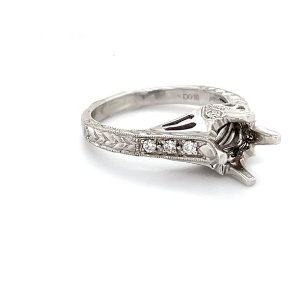 14K White Gold Filigree and Milgrain Mined Diamond Semi-Mount Engagement Ring Image 3 Minor Jewelry Inc. Nashville, TN
