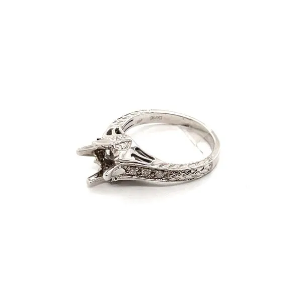 14K White Gold Filigree Diamond Semi Mount Engagement Ring similar item image