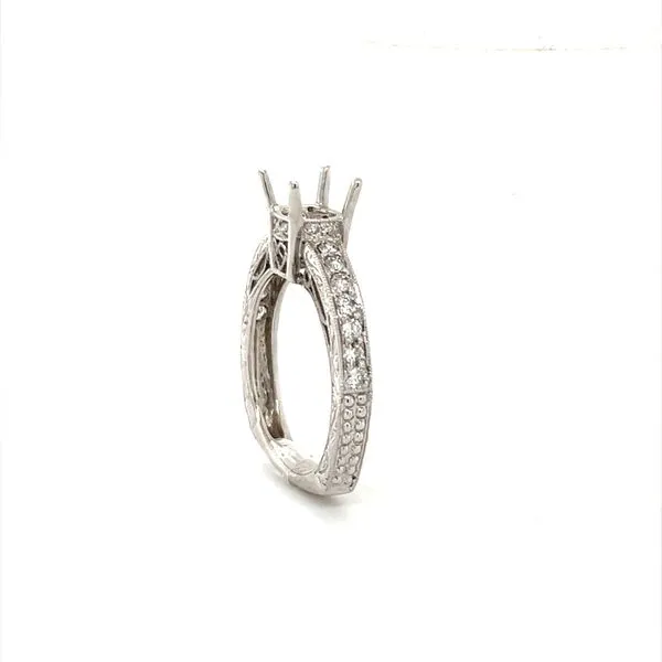 18K White Gold Diamond Filigree Semi Mount Image 2 Minor Jewelry Inc. Nashville, TN