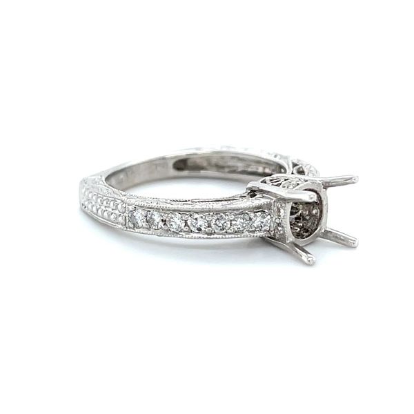 18K White Gold Mined Diamond Filigree Semi-Mount Engagement Ring Image 3 Minor Jewelry Inc. Nashville, TN
