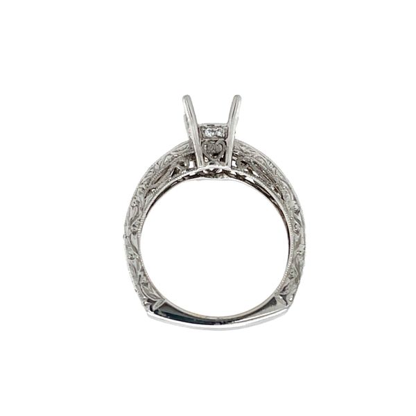 18K White Gold Mined Diamond Filigree Semi-Mount Engagement Ring Image 4 Minor Jewelry Inc. Nashville, TN