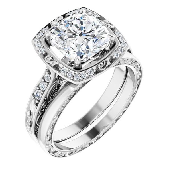 14K White Gold Filigree Diamond Semi-mount Engagement Ring Image 2 Minor Jewelry Inc. Nashville, TN