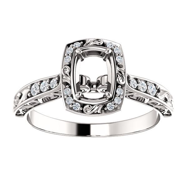 14K White Gold Filigree Diamond Semi-mount Engagement Ring Minor Jewelry Inc. Nashville, TN