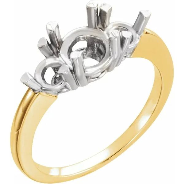 14K Yellow/White  Three-Stone Engagement Ring Mounting Minor Jewelry Inc. Nashville, TN