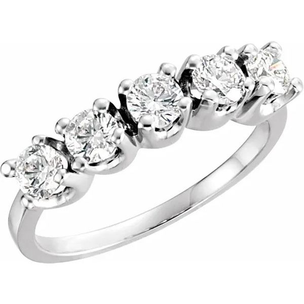 14K White Round 5-Stone Anniversary Band Mounting Image 5 Minor Jewelry Inc. Nashville, TN