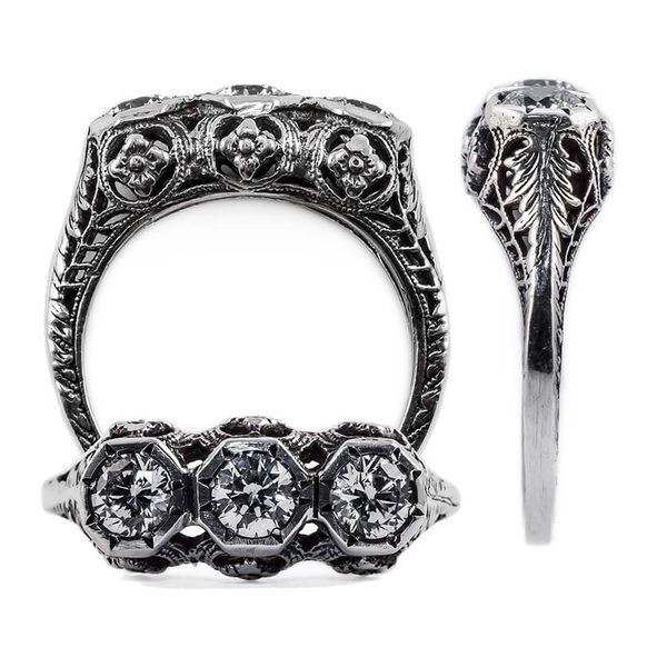 14K White Gold Filigree Bridal Ring Mounting Image 3 Minor Jewelry Inc. Nashville, TN