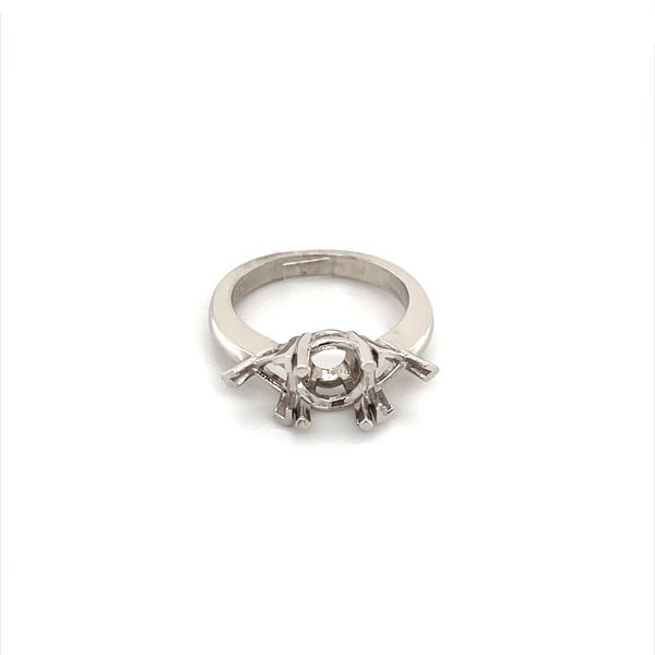 14K White 7.8 mm Round 3 Stone Engagement Ring Mounting Image 2 Minor Jewelry Inc. Nashville, TN