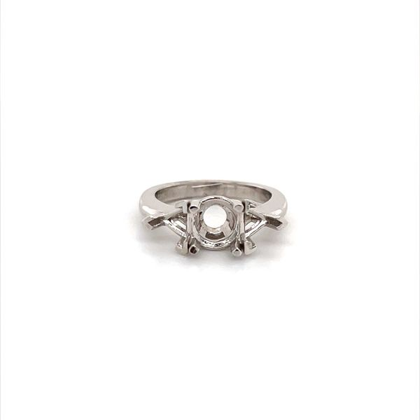 14K White 7.8 mm Round 3 Stone Engagement Ring Mounting Minor Jewelry Inc. Nashville, TN