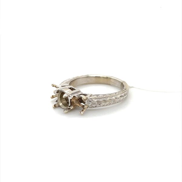14K White Gold Three Stone Filigree Ring Mounting Image 2 Minor Jewelry Inc. Nashville, TN