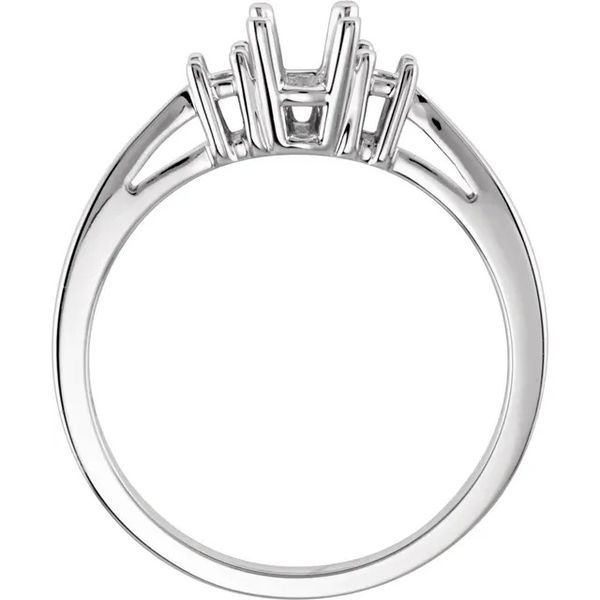 14K White Gold Three Stone Solitaire Ring Mounting For a 5.2mm Round Center Stone Image 3 Minor Jewelry Inc. Nashville, TN