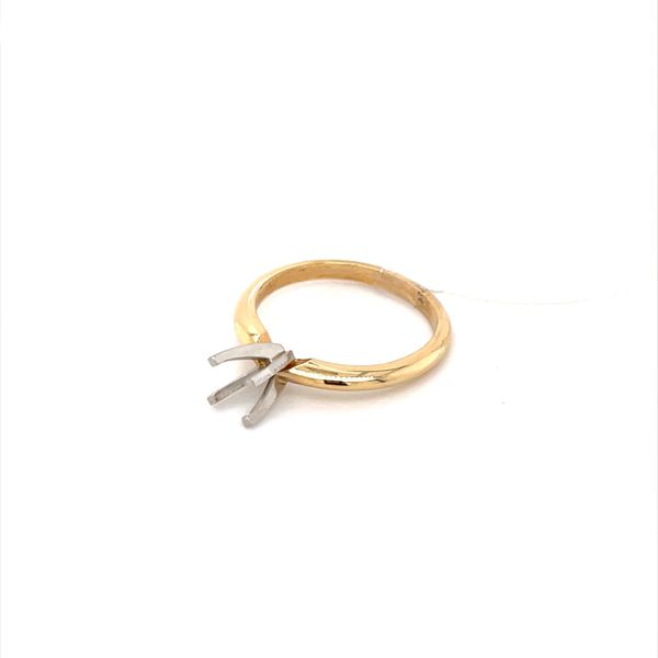 14K Yellow Gold and Platinum 4-Prong Solitaire Engagement Ring Mounting for 5mm Stone Image 5 Minor Jewelry Inc. Nashville, TN