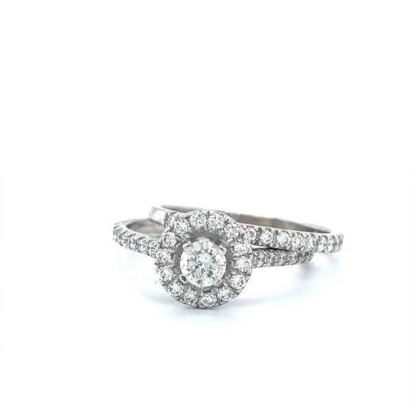 14K White Gold Diamond Halo Wedding Set Minor Jewelry Inc. Nashville, TN