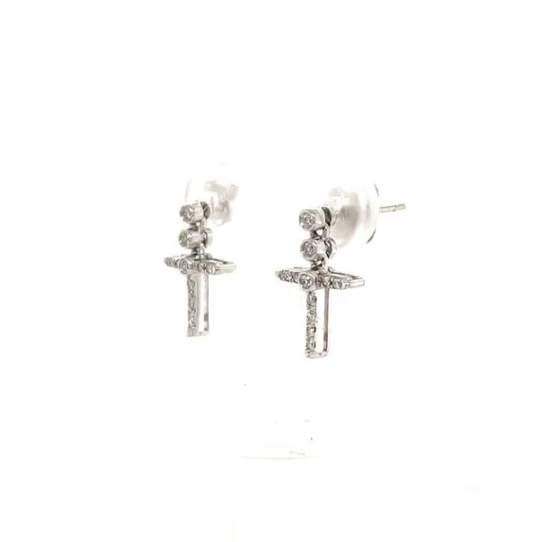 14K White Gold Diamond Cross Earrings Image 2 Minor Jewelry Inc. Nashville, TN