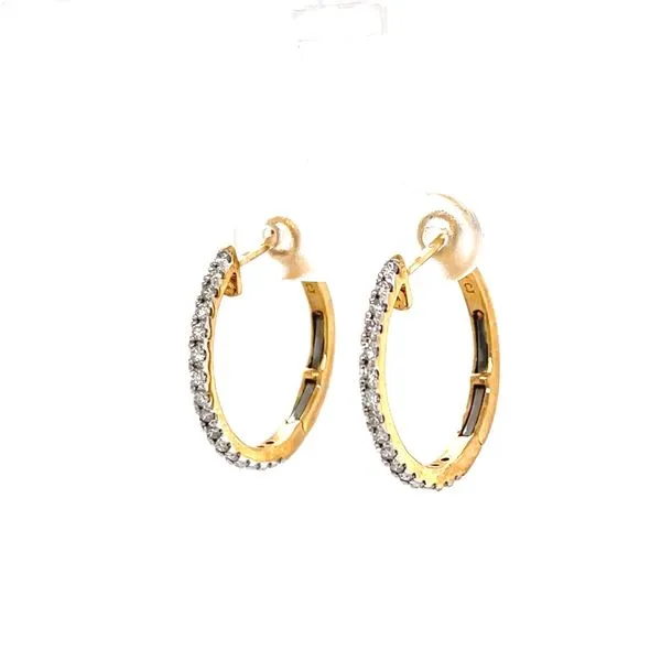 14K Yellow Gold Diamond Hoop Earrings similar item image