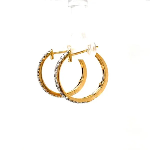 14K Yellow Gold Diamond Hoop Earrings Image 2 Minor Jewelry Inc. Nashville, TN