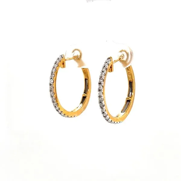 14K Yellow Gold Diamond Hoop Earrings similar item image