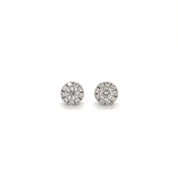 14K White Gold Diamond Button Stud Earrings similar item image