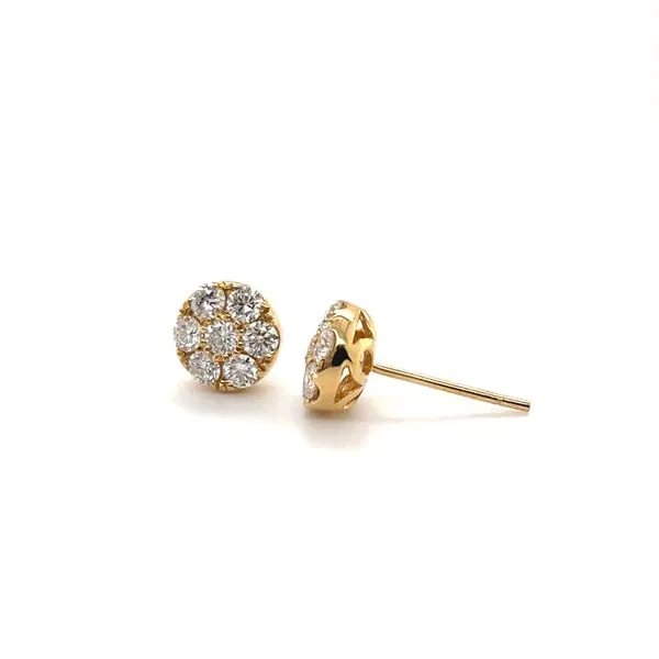 18K Yellow Gold Diamond Button Earring Image 2 Minor Jewelry Inc. Nashville, TN