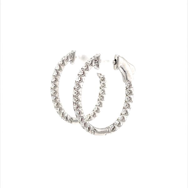 14K White Gold Inside/Outside Diamond Hoop Earrings Image 2 Minor Jewelry Inc. Nashville, TN