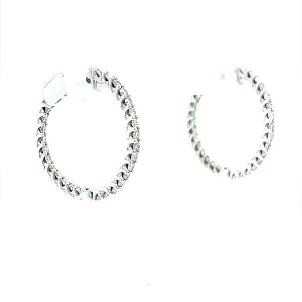 14K White Gold Diamond Hoop Earrings Image 2 Minor Jewelry Inc. Nashville, TN