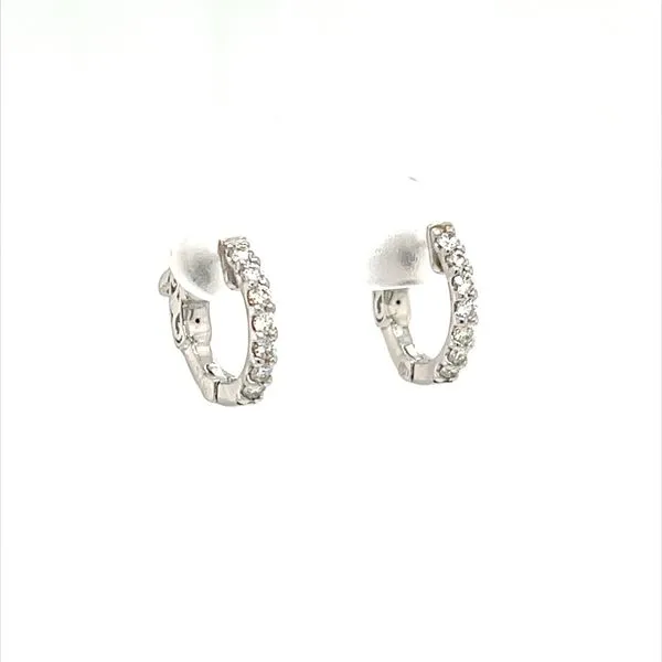 14K White Gold Diamond Hoop Earrings Image 2 Minor Jewelry Inc. Nashville, TN