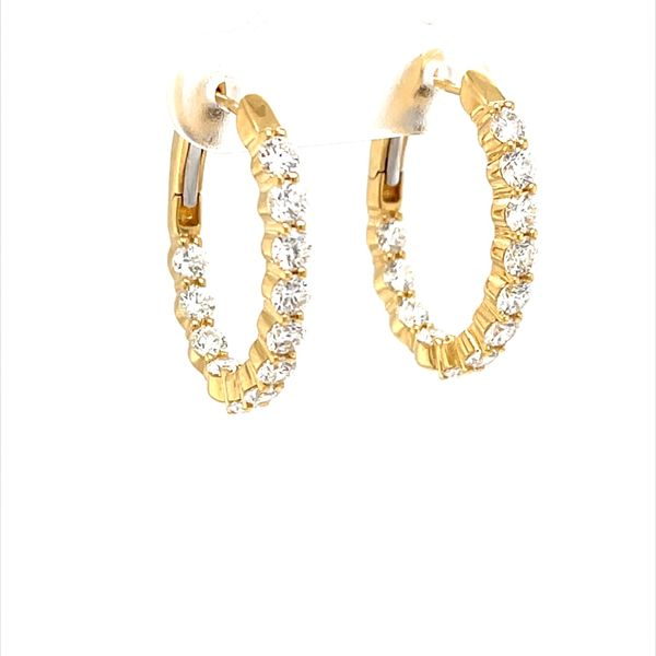 14K Yellow Gold Diamond Hoop Earrings Image 2 Minor Jewelry Inc. Nashville, TN