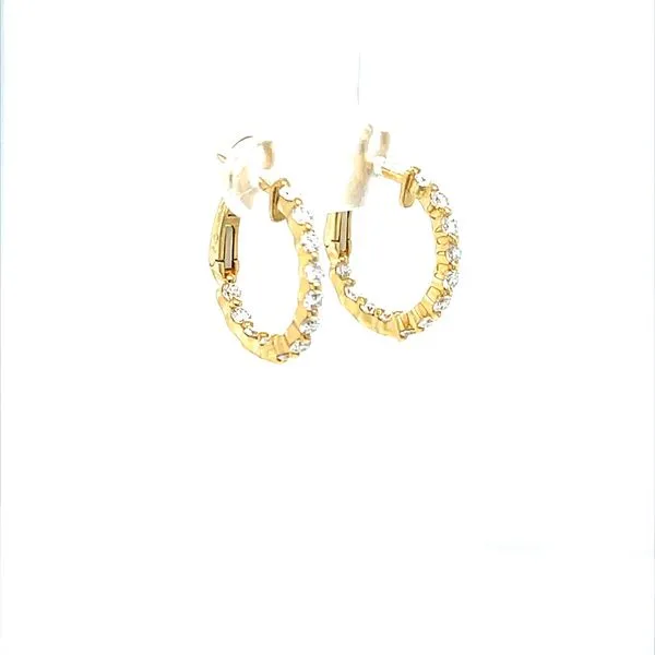 14K Yellow Gold Diamond Hoop Earrings Image 2 Minor Jewelry Inc. Nashville, TN