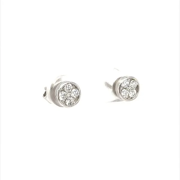 14K White Gold Diamond Button Earrings Image 2 Minor Jewelry Inc. Nashville, TN