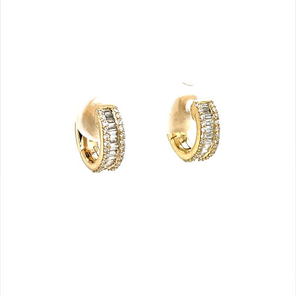 14K Yellow Gold Diamond Huggie Earrings Image 2 Minor Jewelry Inc. Nashville, TN