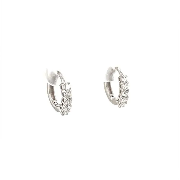 14K White Gold Diamond Huggie Earrings Image 2 Minor Jewelry Inc. Nashville, TN