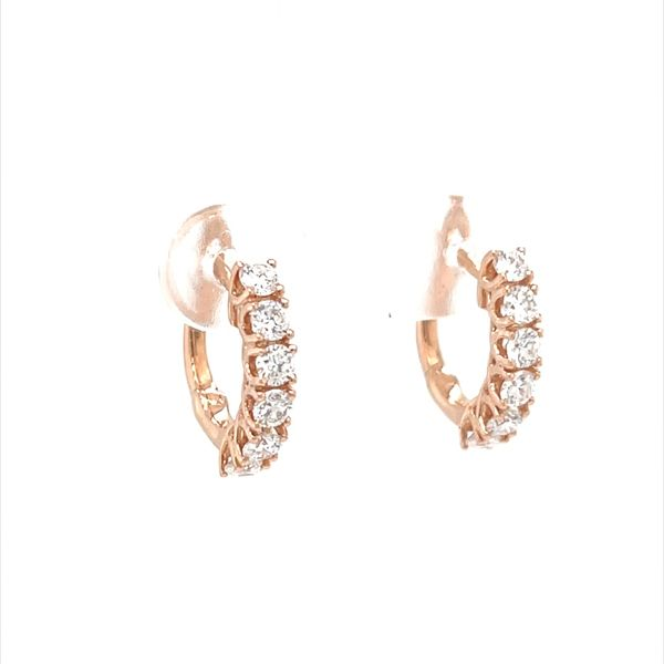 14K Rose Gold Diamond Hoop Earrings Image 2 Minor Jewelry Inc. Nashville, TN