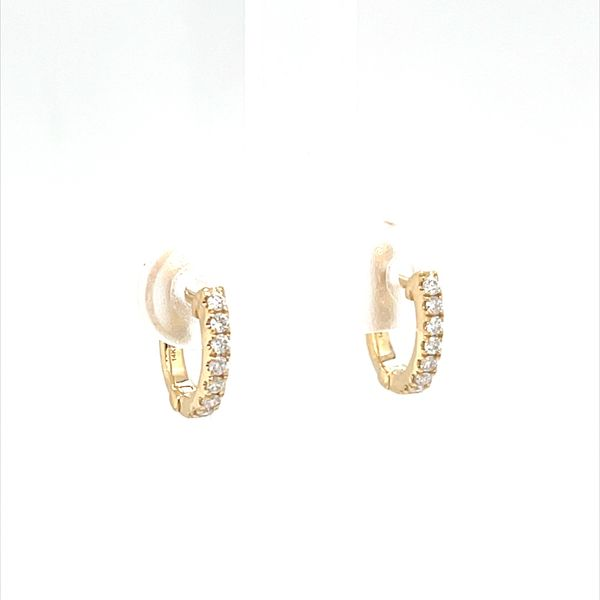 14K Yellow Gold Diamond Hoop Earrings Image 2 Minor Jewelry Inc. Nashville, TN