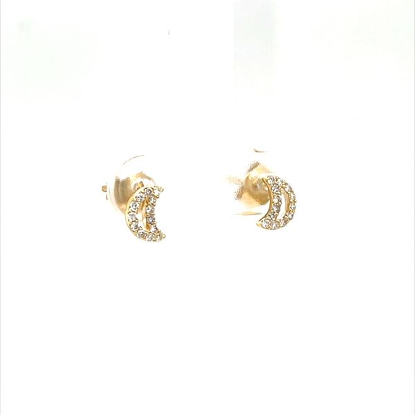 14K Yellow Gold Diamond Crescent Moon Earrings Image 2 Minor Jewelry Inc. Nashville, TN