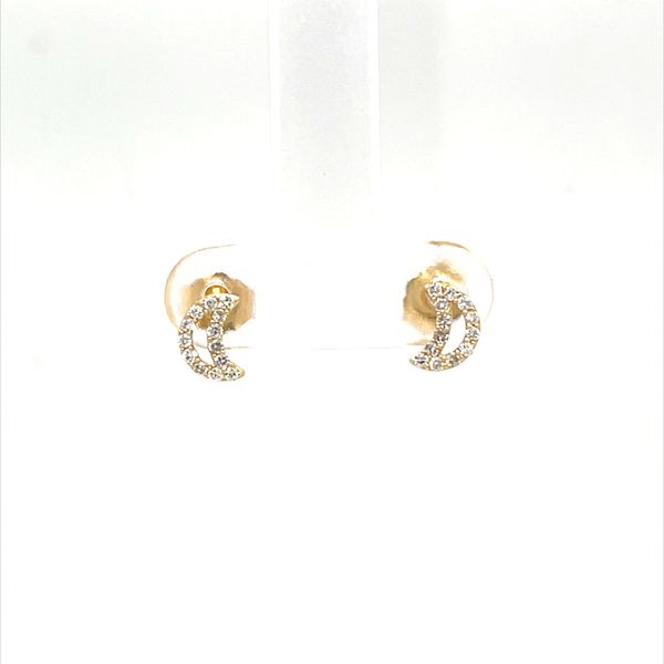 14K Yellow Gold Diamond Crescent Moon Earrings Minor Jewelry Inc. Nashville, TN