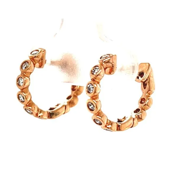 14K Rose Gold Diamond Hoop Earrings Image 2 Minor Jewelry Inc. Nashville, TN