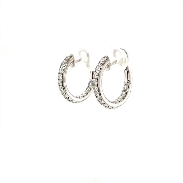 14K White Gold Diamond Hoop Earrings Image 2 Minor Jewelry Inc. Nashville, TN