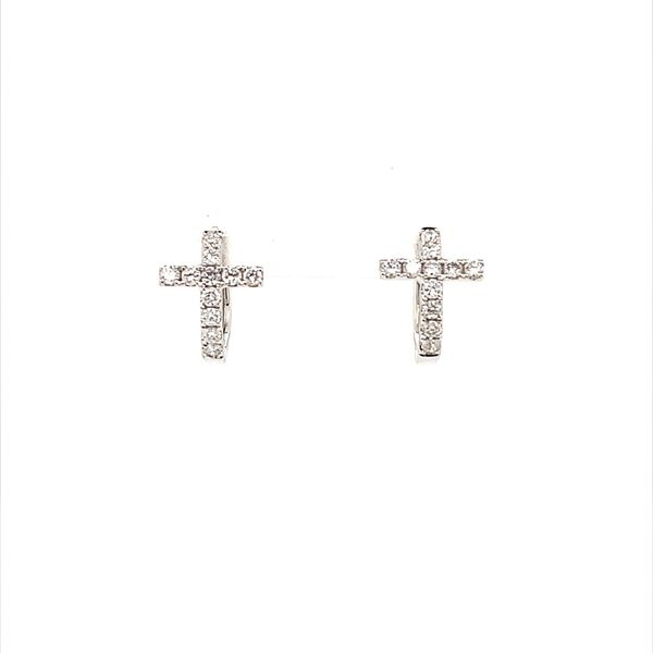 14K White Gold Diamond Cross Hoop Earrings Minor Jewelry Inc. Nashville, TN