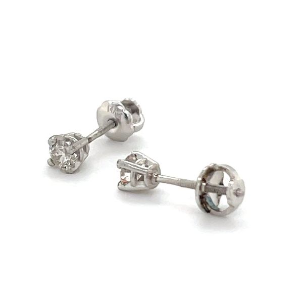 14K White Gold Mined Diamond Stud Earrings Image 3 Minor Jewelry Inc. Nashville, TN