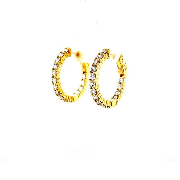 18K Yellow Gold Diamond Hoop Earrings Image 2 Minor Jewelry Inc. Nashville, TN