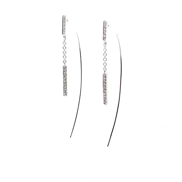 14K White Gold Diamond Threader Earrings Image 2 Minor Jewelry Inc. Nashville, TN